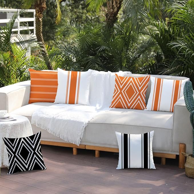 DFXSZ Outdoor Pillow Covers 16x16 Inch Set of 4 Waterproof Modern Geometry Throw Pillows Outdoor Summer Waterproof Decor for Patio Funiture Garden Polyester Cushion Covers 013E