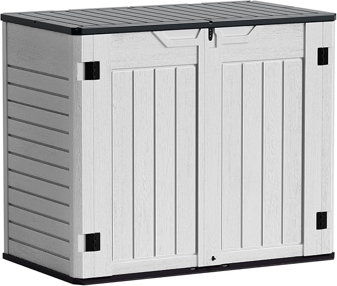 Greesum Outdoor Storage Shed 4 x 2 ft. Utility Tool Shed Resin Storage Garden Shed with Door & Lock for Patio Storage, White