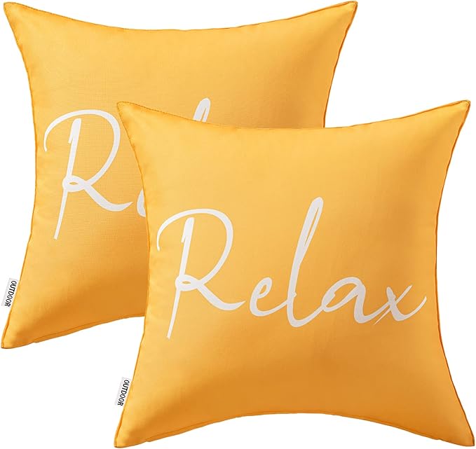MIULEE Outdoor Waterproof Throw Pillow Covers Set of 2 Spring Relax Decorative Outdoor Rectangular Pillowcases for Chair Patio Garden Couch Tent Balcony Sofa Yellow 18x18 Inch