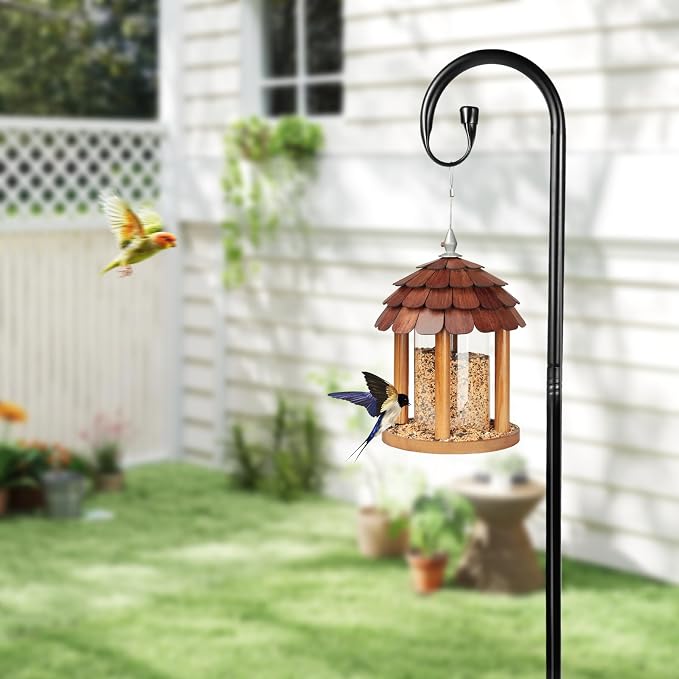 Sekcen 63” Wind Chime Stand Holder Shepherds Hook Stand with Base Indoor Outdoor