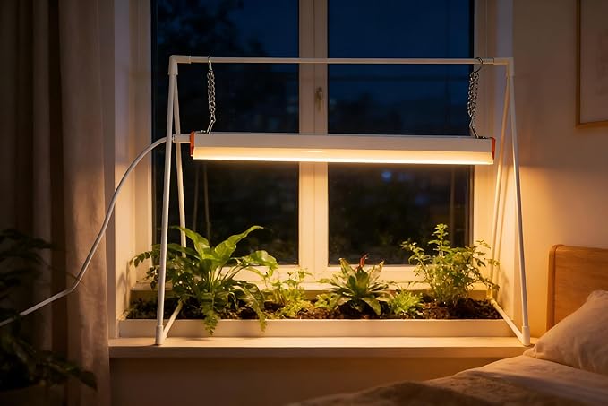 10W Grow Light Stand Kit for Indoor Plants, 2ft Plant Grow Rack with Full Spectrum, Enhanced Red Light for Flowering, Height Adjustable Iron Bracket, on and Off Switch