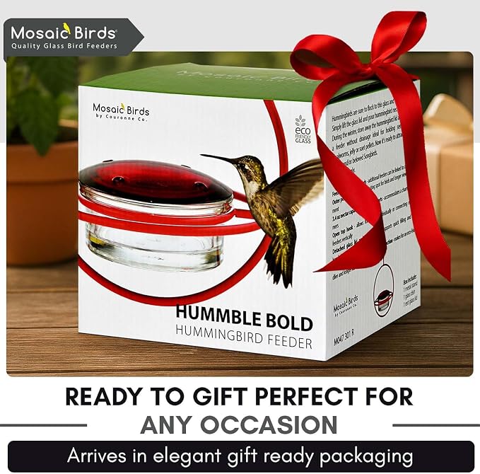Hummingbird Feeder for Outdoors Hanging, 3.4 OZ Hummingbird Feeders, Glass Bowl with 4 Feeding Ports, Leak Proof Lid & Circular Perch, Bird Feeder (1, Black)