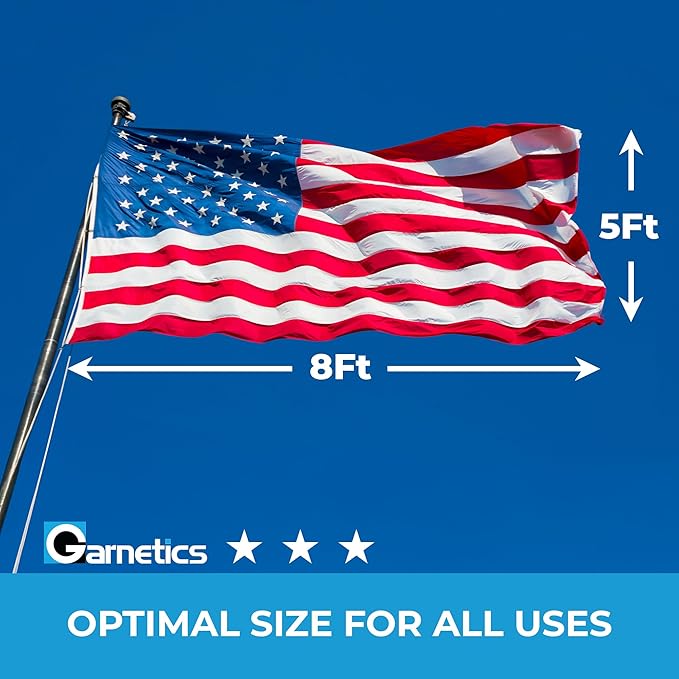 American Flags for Outside 5X8 American Flag 100% Made in USA-not imported -Heavy Duty Flags Outdoor with Embroidered Stars and Sewn Stripes 5x8 US Flag for High Wind- All Weather Flags-FMAA Certified