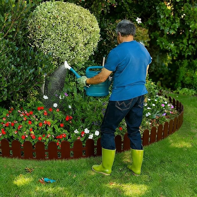 Landscape Edging 66FT, 5.5IN Tall Garden Edging Border with 100pcs Spikes, Plastic Lawn Edging Kit, Tool-Free Flexible Borders Edging for Garden Flower Beds Tree Surrounds Yard Pathway, Brown