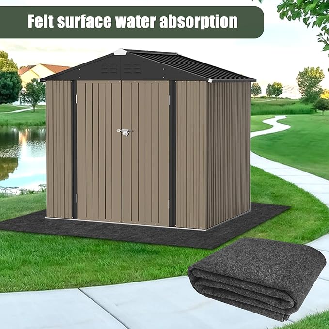 YEXEXINM 8x6.2 FT Outdoor Storage Shed Mat-Waterproof Dustproof Outdoor Carport Mat- Backing Prevents Liquid Penetration,Anti-Slip Patio Furniture Floor Mat for Protect Storage Shed Floor,Grey