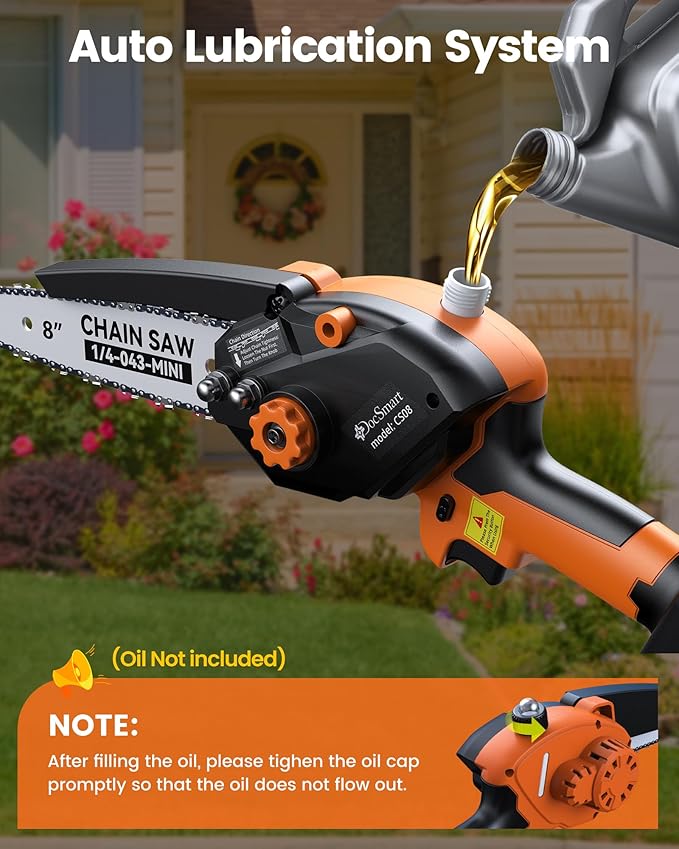 Electric Mini Chainsaw for Pruning Small Trees, Brushless 8 inch & 6 inch Portable Hand Saw with 2 Rechargeable Batteries, 1000W Handheld Chain Saw for Wood Cutting, Gardening Gifts for Mother’s Day