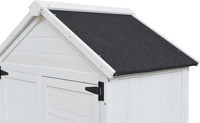 Christopher Knight Home Neapo 67" Outdoor Storage Shed, Spacious Storage Garden Tools Shed, Fire Wood Tall Sheds, Two Open Doors, Wooden Panel Design, Easy Organize Lawn Mowers, Shovels, Pots, White