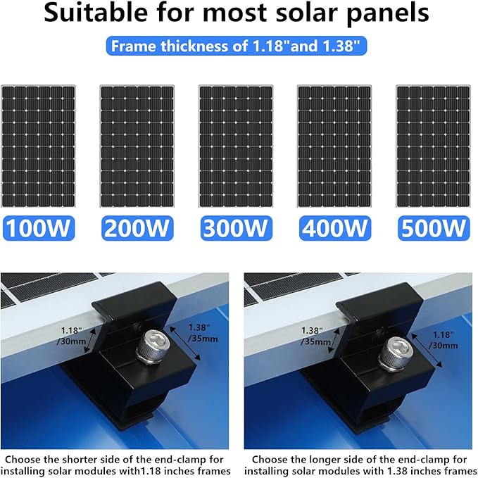 4 Set Solar Panel Roof Mounting Kit, Aluminum Solar Panel Mounting Rails Bracket Foot for RV, Ship, Roof