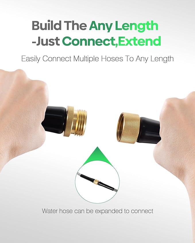 Short Metal Garden Hose 1 ft Connector, Stainless Steel Small Hose Extension Adapter for Hose Reel, Long, Flexible, Lightweight & Heavy Duty Water Pipe, No Kinking Outdoor Water Hose for Yard, 1 Foot