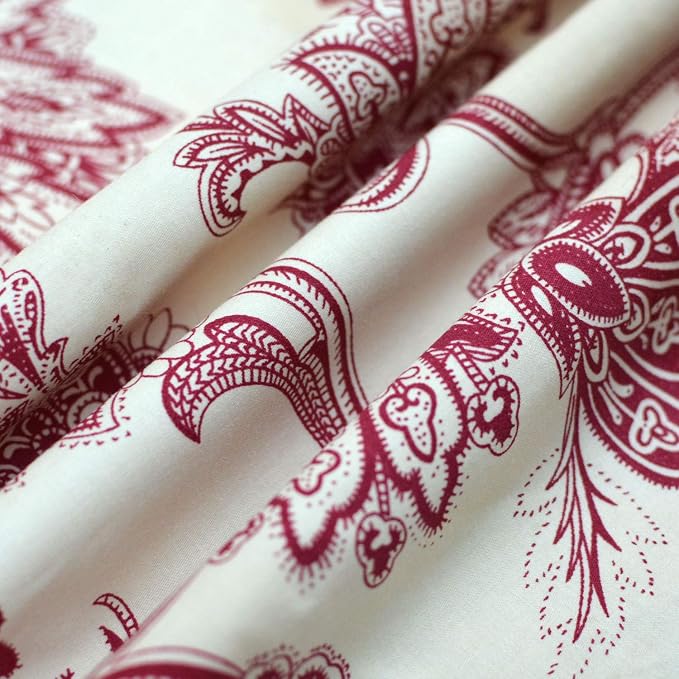 FADFAY Red Floral Bedding Elegant Bed Sheets Set Luxury Bedding Collections 800 Thread Count 100% Egyptian Cotton Deep Pocket Fitted Sheet,4 Piece-California King Size
