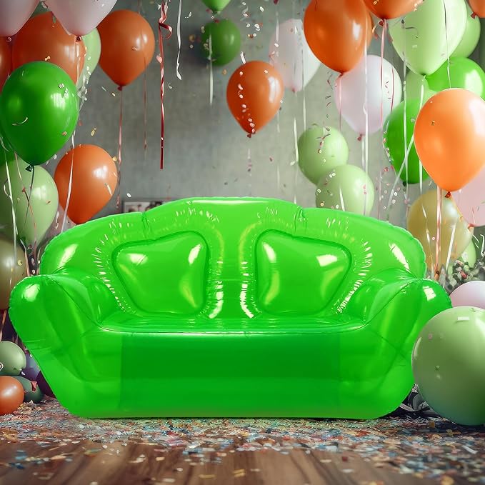 Kigley Inflatable Chair Blow Up Couches Transparent Inflatable Sofa Seat Yard Patio Portable Air Couch Furniture for Outdoor Indoor Camping Beach Room(Double Seat,Green)