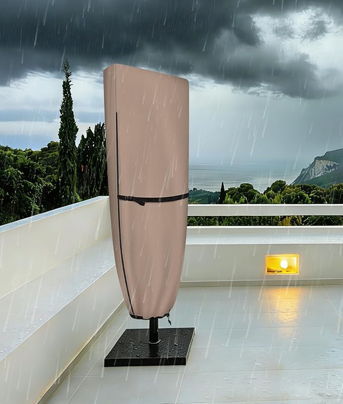 ULTCOVER Patio Parasol 600D Waterproof Outdoor Market Extra Large Umbrella Cover - Fits Double-Sided Umbrella 13-15 Feet