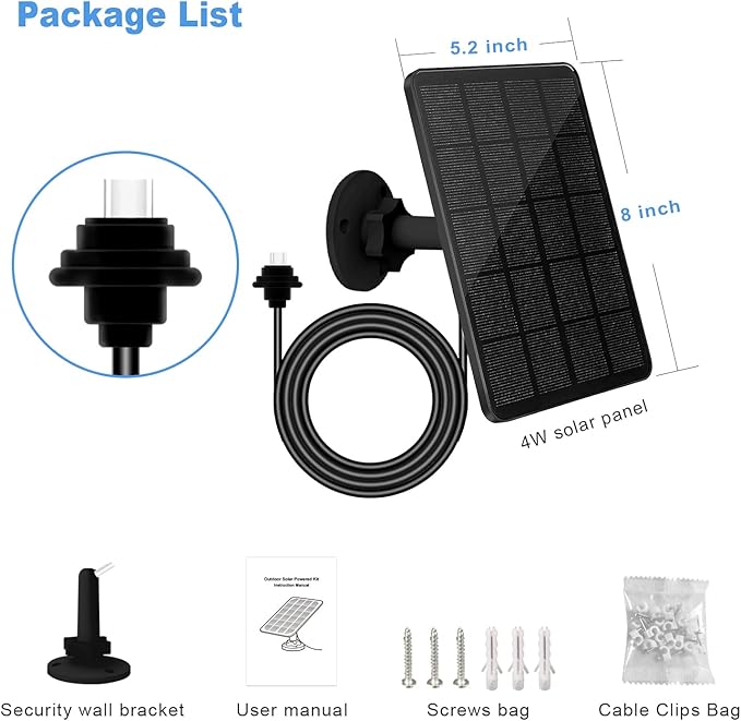 3 Pack Solar Panel for Blink Outdoor 4 (4th Gen) Camera, 4W Solar Panels with USB-C Port, Rubber Plug, IP65 Waterproof, 13.12Ft Cable