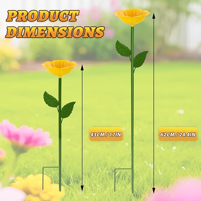 Mellbree Bee Watering Station, 6-Pack Metal Flower Bee Bath for Garden – Attract Butterflies & Pollinators – Colorful Outdoor Gardening Stakes for Yard, Patio, Butterfly Garden, Gardening Essentials
