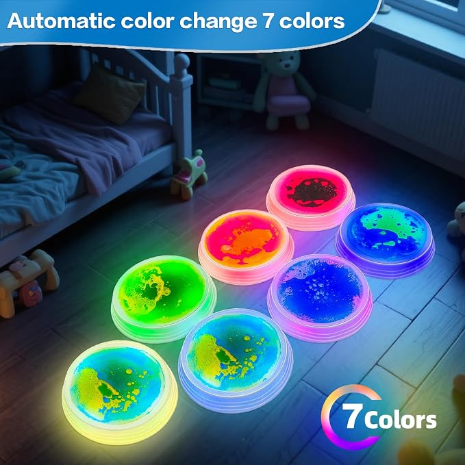 Onyoloy Stepping Stones for Kids - Light Up Liquid Stepping Stones with 7 Color LED, Non-Slip Sensory Balance Toys for Toddlers Ages 3-5, Indoor Outdoor Fitness Toys for Birthday