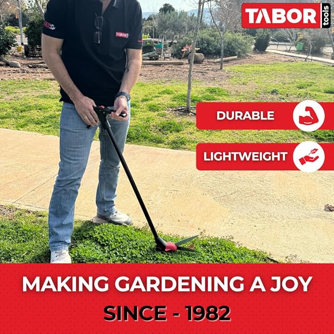 TABOR TOOLS GS01A Long Handle Grass Shears with Wheeled Support, 180° Blade Swivel, SK5 Heat-Treated Steel Blades, Chrome Plated, 38" Grass Clippers For Easy Upright Trimming, and Durable Steel Handle