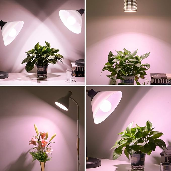 LED Grow Light Bulbs, Sun Mode Auto Dimming, 4500K, A19/A60 E26/E27 9W Full Spectrum Grow Bulbs for Indoor Plants, 2 Pack