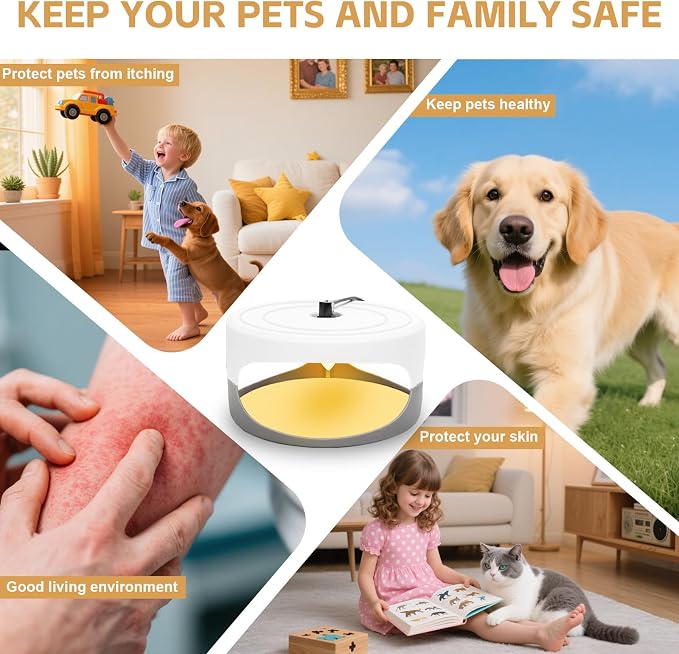 2026 Flea Traps for Inside Your Home - 4 Packs Indoor Bed Bug Interceptor & Flea Light Trap with 12 Sticky Discs & 12 Bulbs for Fleas, Bed Bug & Tick, Fleas Catcher for Bedrooms, Living Rooms