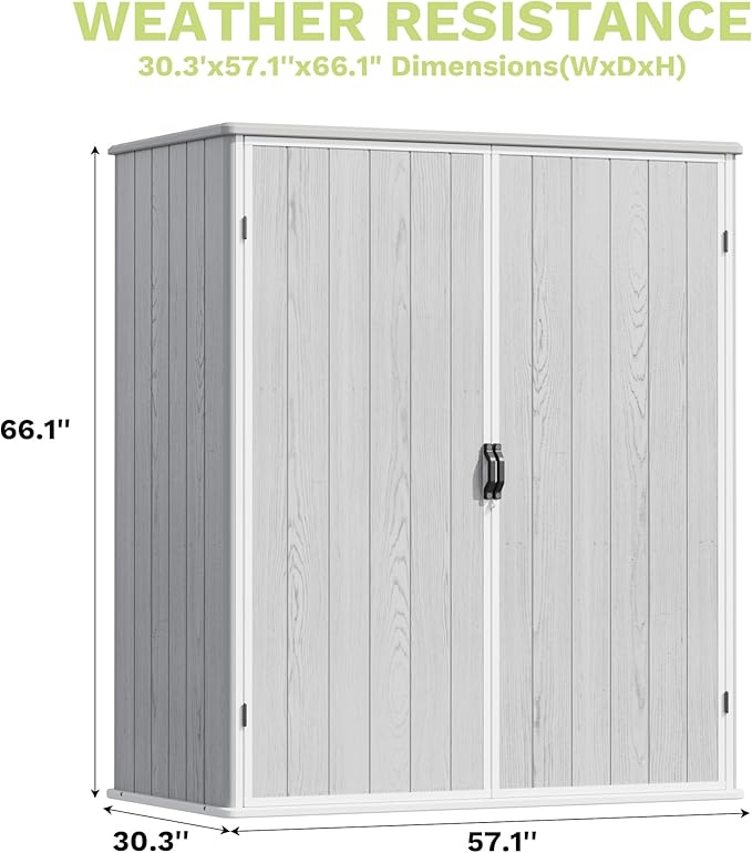 Devoko 5 x 3 Resin Outdoor Storage Shed with Floor (Light Gray)