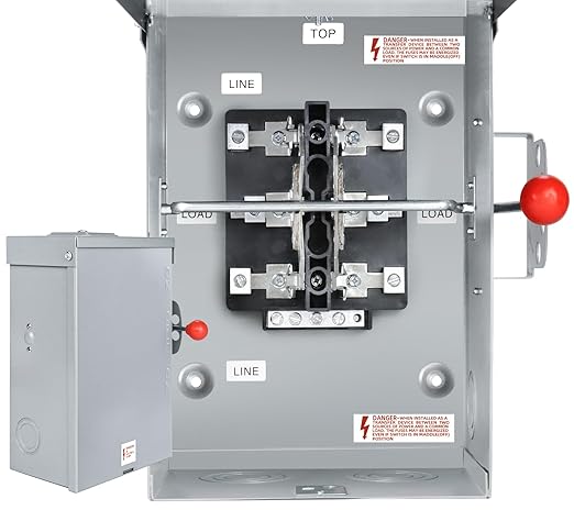 100A Manual Transfer Switch for Generator, Manual Generator Transfer Switch,100 Amp 120/240-Volt 24000W General-Duty Double-Throw Safety Switch, NEMA 3R for Outdoor and Indoor, 2P