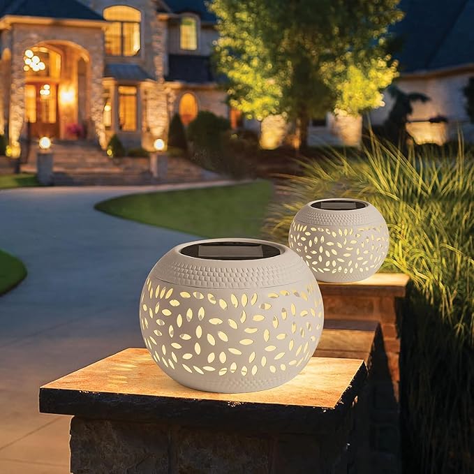 Solar Table Lanterns Outdoor Waterproof - LED Lamp White Metal Tabletop Light Solar Powered Decorative Lantern for Indoor Desk Bedroom Patio Garden Pathway Yard (1 Pack)