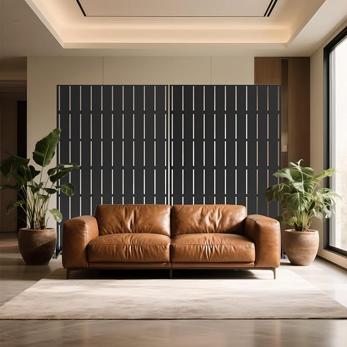 3-Panel Freestanding Metal Privacy Screen, 72" h x 47" w Per Panel, Indoor Outdoor Room Divider with Stand for Patio, Garden, Balcony, Deck, Weather-Resistant Decorative Fence Panel
