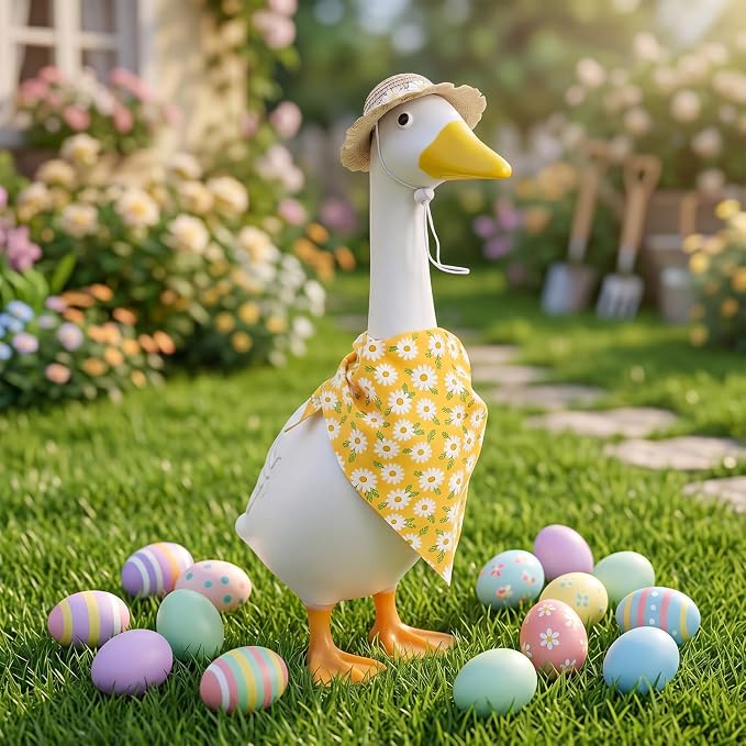Summer Porch Goose Outfits Clothes with Hat for Holiday Party Decor Lawn 23 inch Porch Goose Costume Clothing for Patio Yard