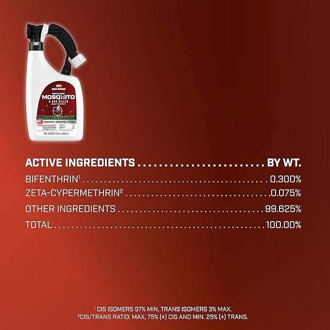 Ortho Home Defense Backyard Mosquito and Bug Killer Ready-to-Spray, Kills Mosquitoes, Ants, Fleas, and Spiders, 32 fl. oz.