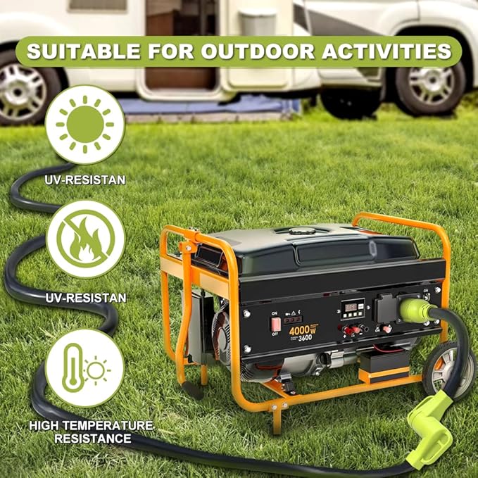 30 Amp to 50 Amp RV Generator Adapter Cord, NEMA L5-30P Twist Lock Male Plug to NEMA 14-50R Female, Outdoor Ower Equipment Suitable for RV Trailer Camper, Heavy Duty STW 10 AWG(12 Inch)