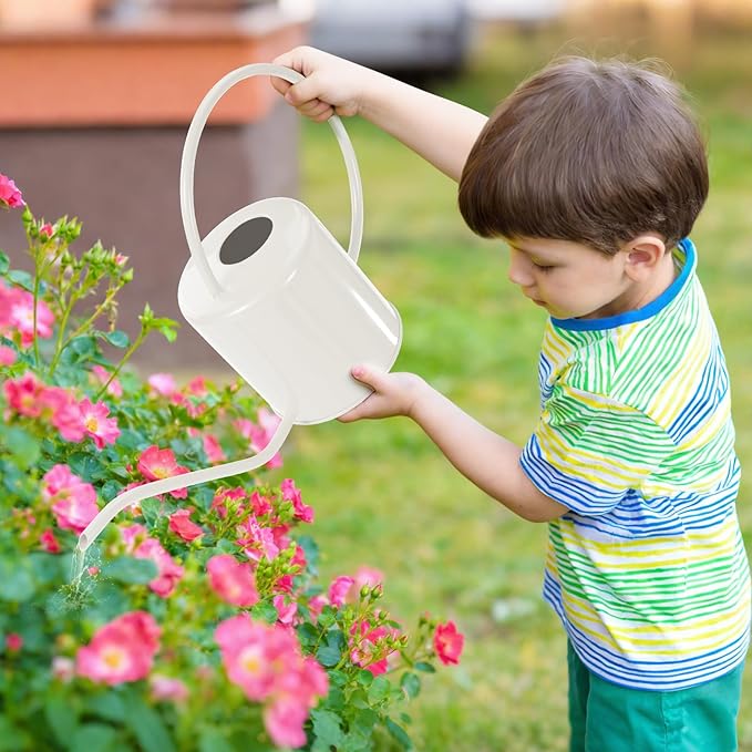 Plant Watering Can, 50 oz / 1500 ml Stainless Steel Metal - Modern Decorative with Long Spout for Indoor Potted Plants, Bonsai, Garden Flowers, Cream White