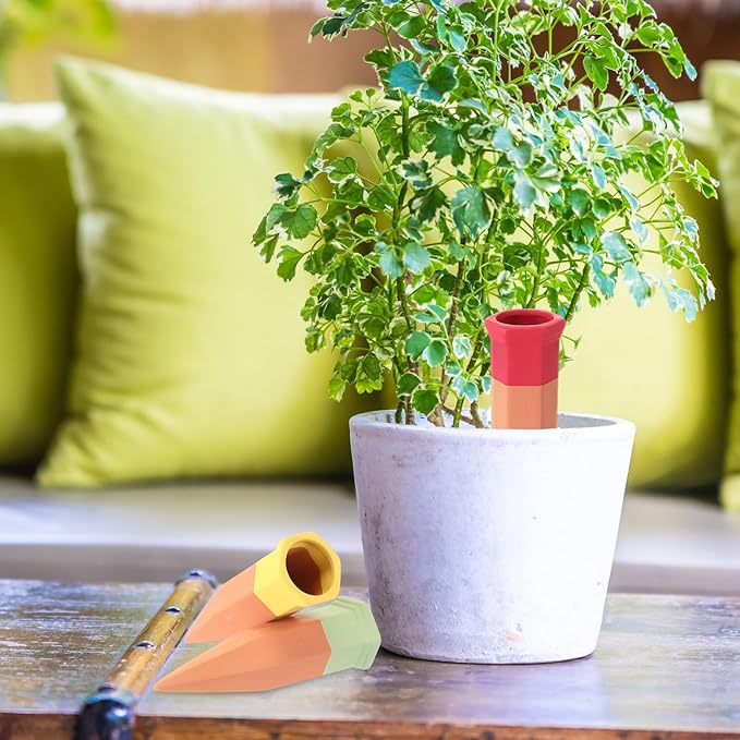 Baderke 16 Pcs Terracotta Watering Spikes Colorful Automatic Self Watering Stakes Slow Release Vacation Plant Waterer Devices for Indoor Outdoor Plants