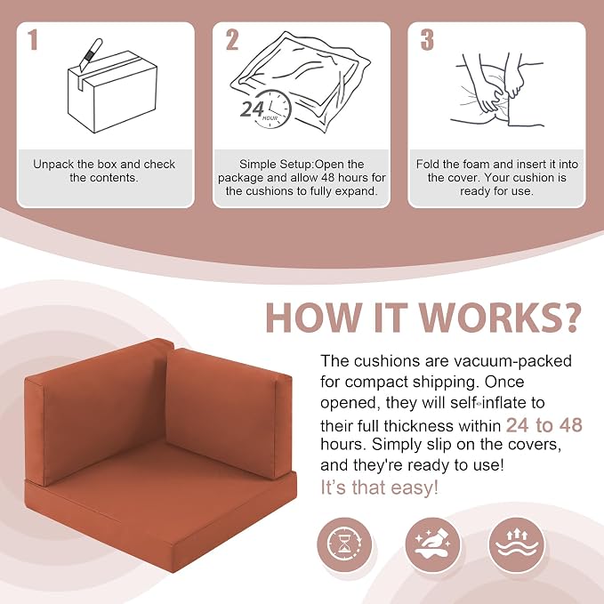 9-Piece Patio Furniture Cushions Set, Replacement Outdoor Cushions for 4-Seat Patio Sectional, Waterproof & Fade Resistant Deep Seat Cushion for Outdoor Sofa, Spice