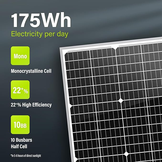 Newpowa 5-Pack 35W 12V Monocrystalline Solar Panels 10BB - High-Efficiency PV Modules for Off-Grid Systems, RV/Boat/Camper/Trailer/Gate Opener (175W Total)