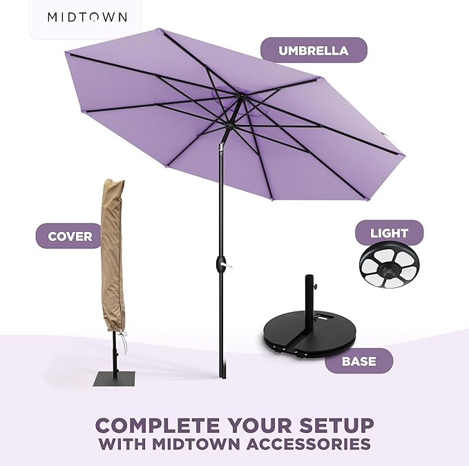 The Lean Patio Umbrella (Terylast Fabric - Midtown Purple, 10 Foot)