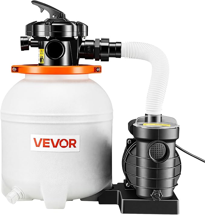 VEVOR 13 in Sand Filter Pump for Above Ground Pool, 0.75 HP 3500 GPH, Swimming Pool Sand Filter Pump with Pre-Assembled Core & Leak-Resistant Design, 6-Way Valve, High-Efficiency Filtration for Pools
