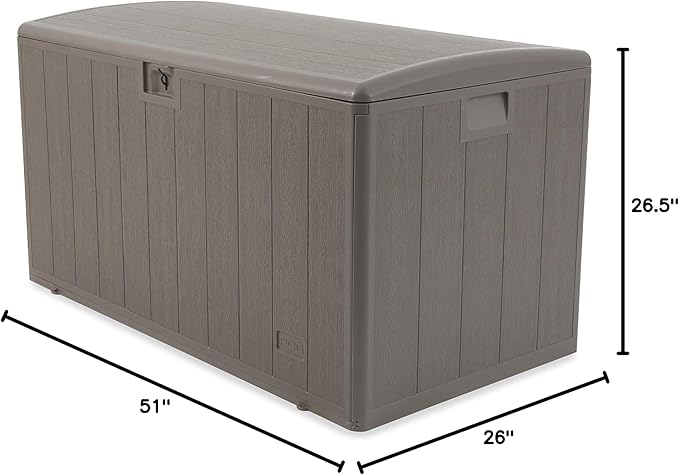 Plastic Development Group Outdoor Storage Deck Box, Soft Closure, 130 Gallon, Driftwood