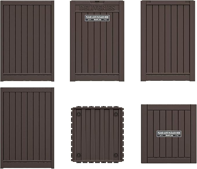 LHBGO Package Delivery Box for Outside with Sticker, 48 Gallon Storage with Lockable Secure, Large Double Wall Resin Outdoor Package Delivery Waterproof Deck