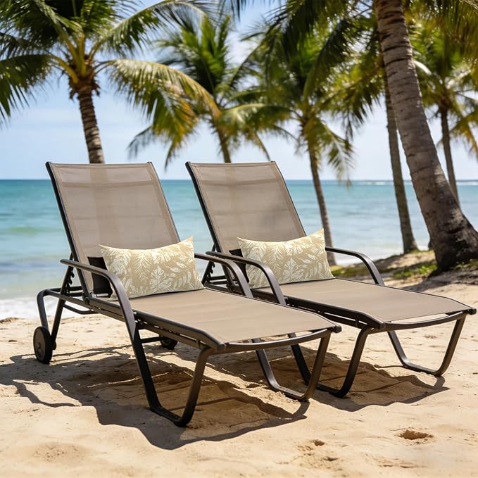 LVTXIII Set of 2 Patio Lumbar Pillows, 12" x 20" Fade Resistant Outdoor Lumbar Pillow with Inners, Fluffy Decorative Garden Lumbar Cushions for Home Patio Coach Sofa Use, Tropical Leaf Oat