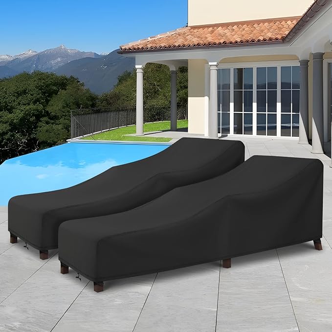 Arcedo Chaise Lounge Cover and Outdoor Chair Covers Set, 4 PCS – Waterproof UV Resistant Dustproof for Porch, Balcony & Patio
