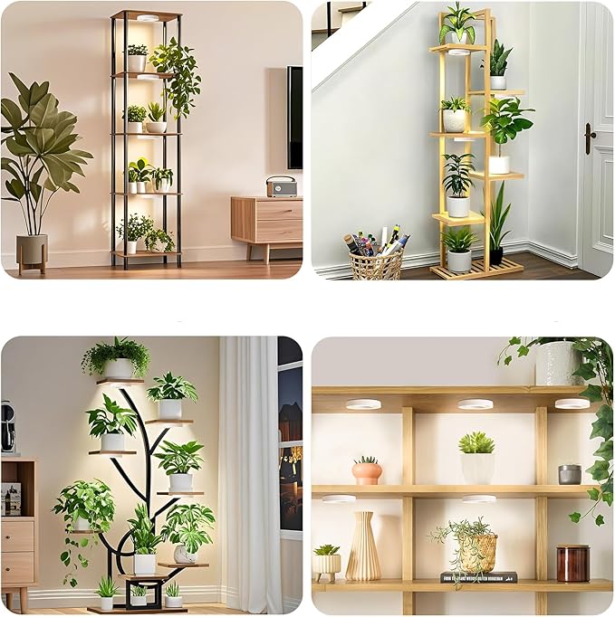 3 Head White Halo Angel Ring Ceiling LED Plant Growth Lights for Shelf, 3000K+6000K Full Spectrum Grow Lamps for Plant Growth Indoor Plants with 6/12/16H Timer, 3 Spectral Modes, 10 Dimmable Levels