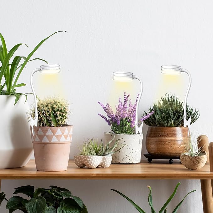 IMVSINCERE Small Grow Lights for Indoor Plants, Pot Clip On LED Plant Lights for Indoor Growing,Full Spectrum,360° Gooseneck Plant Lights for Succulents, 3/9/12H Timer, 10 Brightness, Includes 5V UL
