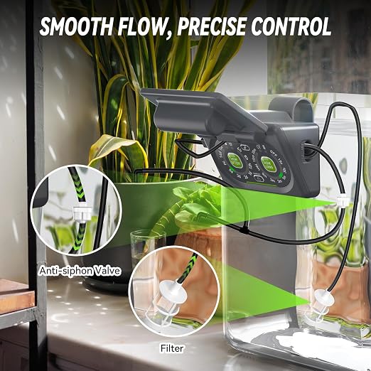 RAINPOINT WiFi Smart Programmable Solar Drip Irrigation System for Indoor Houseplant Water Up to 15 Pots, Compact Vacation Auto Plant Waterer Self Watering Device While Away Low Water Auto Shut-Off
