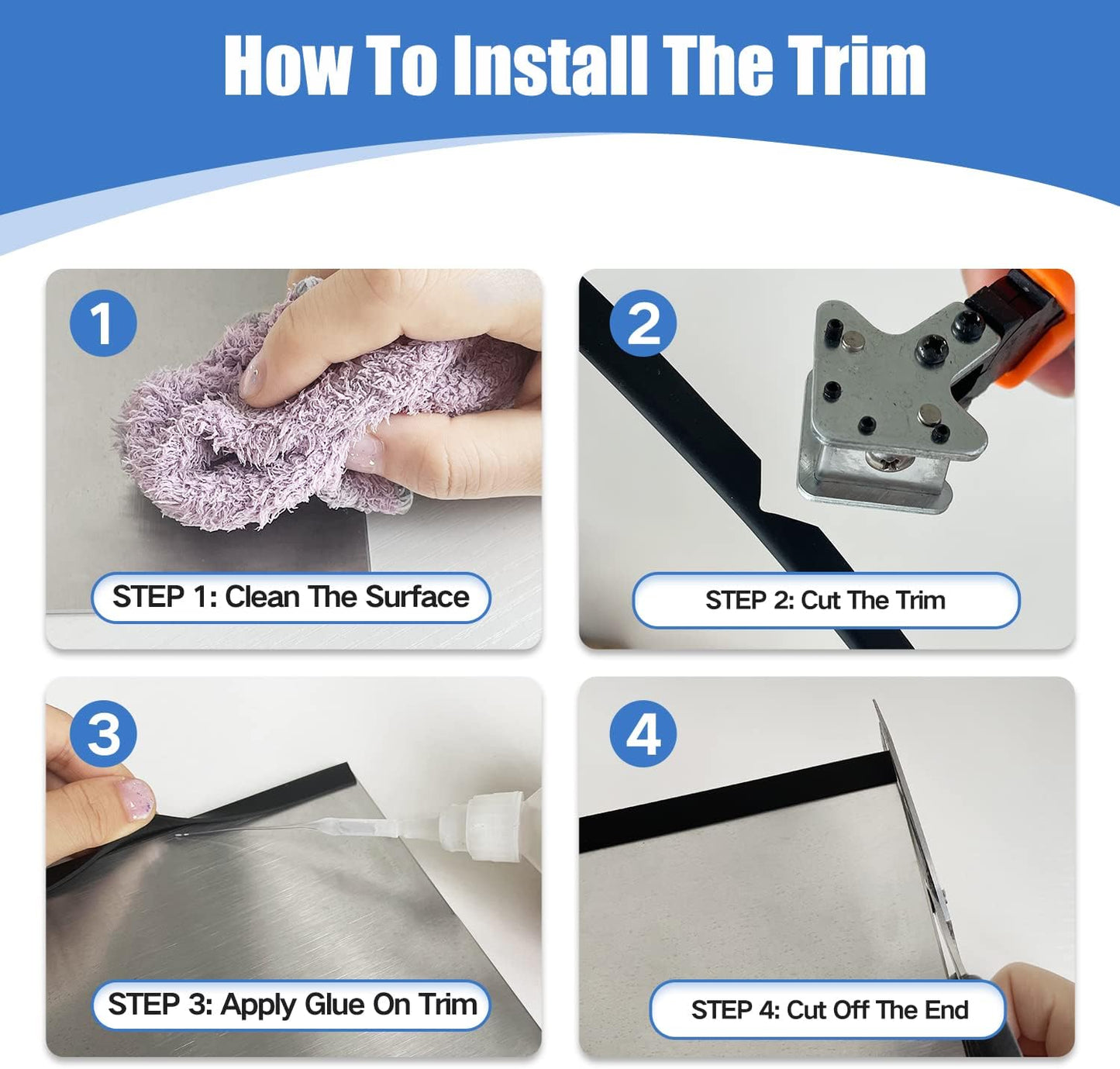 Rubber Edge Trim, 3/16" U Channel Edge Trim, Edge Protector for Glasses or Flexi Glasses, 3/16 in Flexible U Shaped Gasket, Black Color, Length 20 Ft