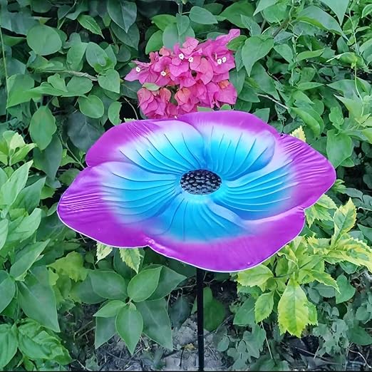 Bee Watering Station 1 Pack - Bird Bath Butterfly Cups with Flower Design, Weather-Resistant Metal Stakes Outdoor Garden Yard Decor(Purple)