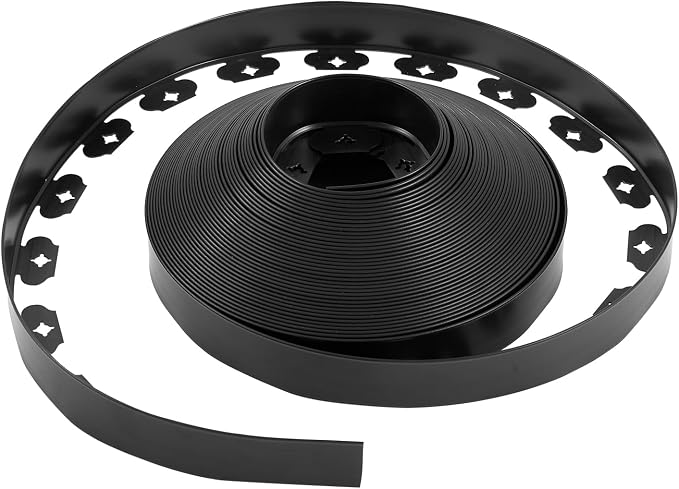 VEVOR Landscape Edging, 100 ft x 1.5 in Plastic Garden Border Edging with 120 Spikes, No Dig, Flexible Lawn Edgings Roll, UV-Resistant Mini Fence Borders Pathway Edgings for Flower Beds Yard Paver