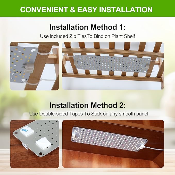 4Panel Grow Lights for Indoor Plants, Seed Starting, Veg, Pot Plants, Bonsai with Timer 4/8/12/16/20H, Ultra-Thin Under Cabinet & Shelf Full Spectrum LED Plant Growing Lamps, Multi-Panels Free Connect