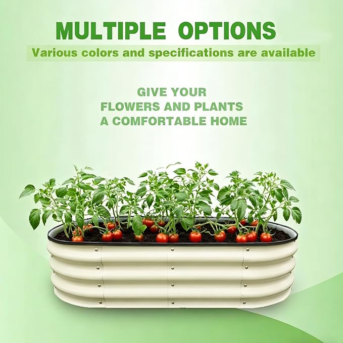 GrowHaus 4x2x1ft Galvanized Raised Garden Bed, Planter Boxes Outdoor Metal Garden Beds for Planting Vegetables Flowers Herbs Milk White 2 Pack