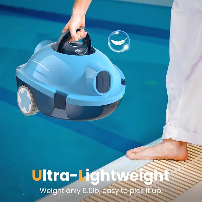Y10 Cordless Robotic Pool Cleaner, Automatic Pool Vacuum -120 Mins Runtime, Powerful Suction, Self-Parking, Lightweight for Above/Inground Pools Up to 65ft/1100 Sq.Ft