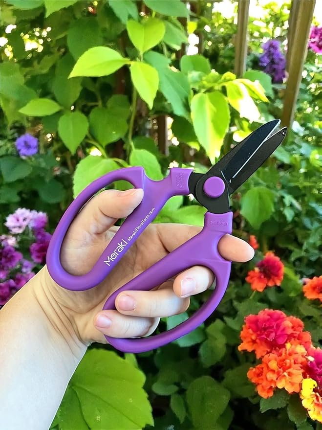 Garden Pruning Shears Scissors Black Carbon Steel Blades 7.0 In, Mokara - Purple