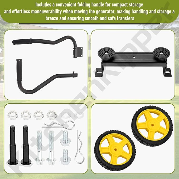 KitchenKipper 40065 Generator Wheel Kit for Champion 2800-4750-Watt Generators with Folding Handle and Never-Flat Tires